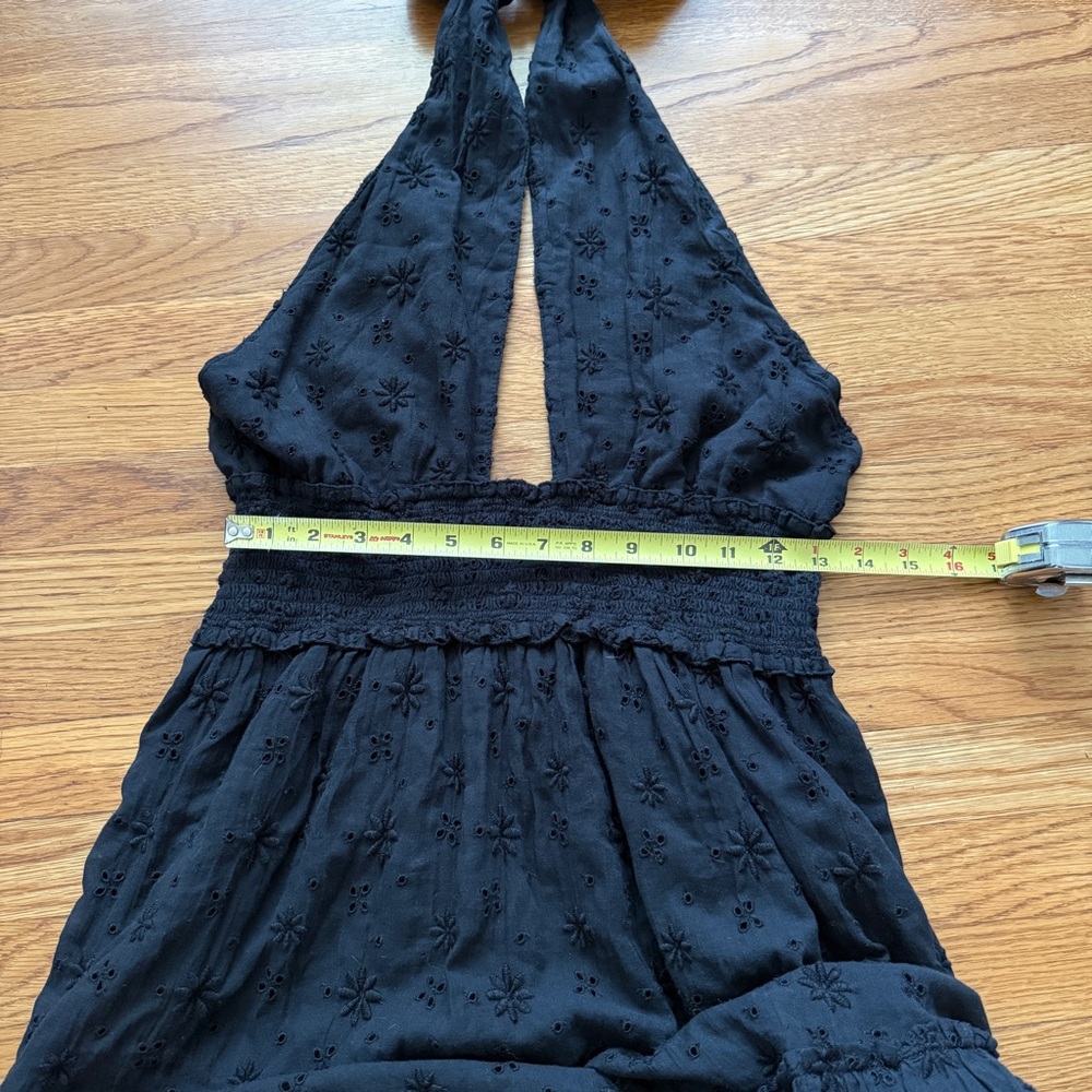 Aerie eyelet black halter coquette flirty mini dress New - Picture 2 of 5